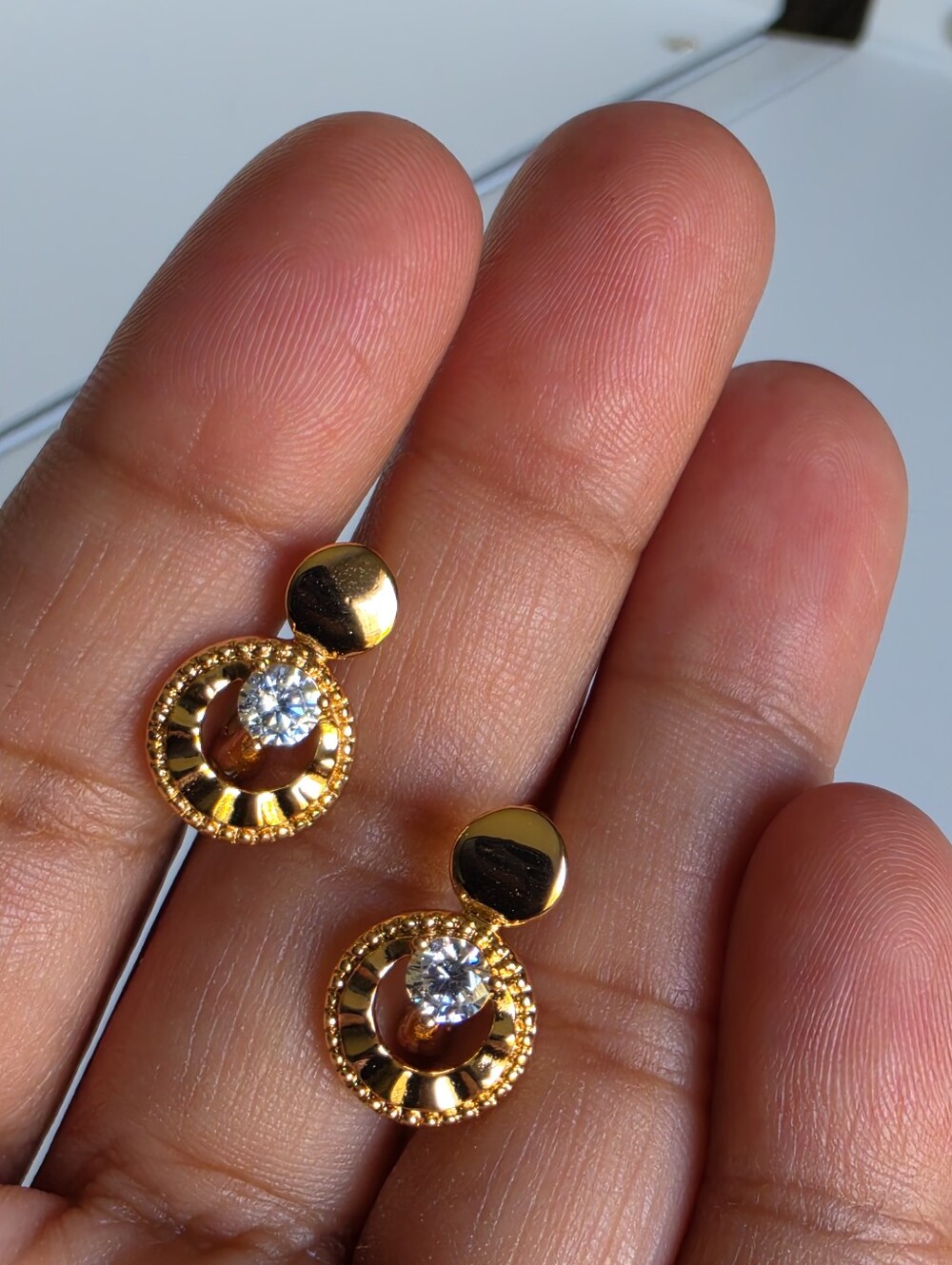 ✨ Rose Gold Plated CZ Hoop Earrings Vintage Style Round Luxury Dangle Jewelry